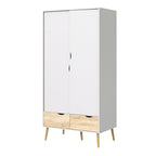 Oakley Wardrobe 2 Doors 2 Drawers in White and Oak