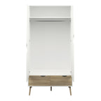 Oakley Wardrobe 2 Doors 2 Drawers in White and Oak