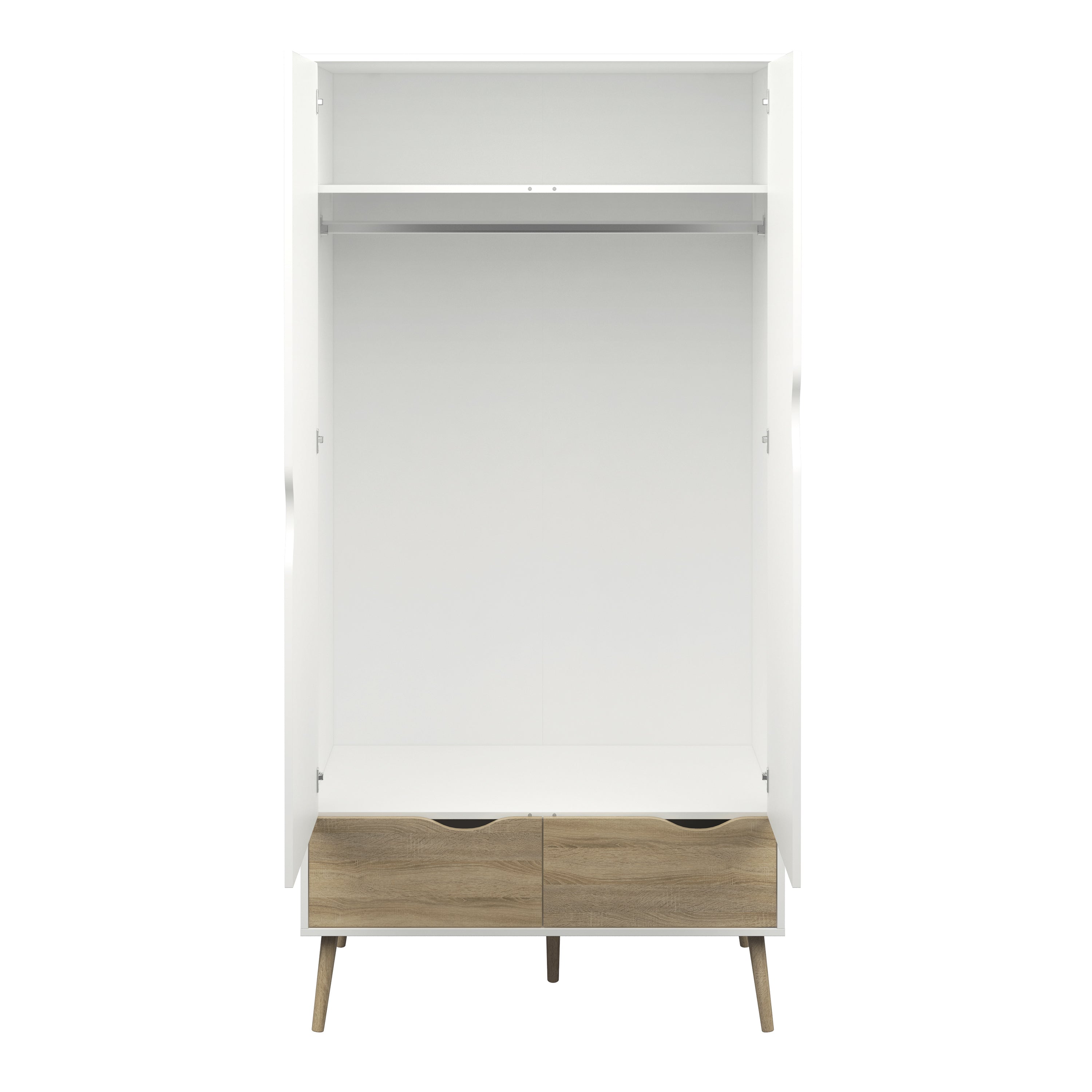 Oakley Wardrobe 2 Doors 2 Drawers in White and Oak