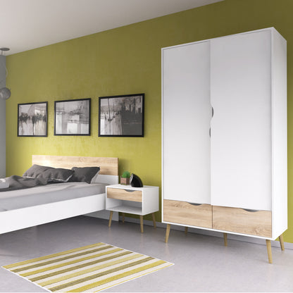 Oakley Wardrobe 2 Doors 2 Drawers in White and Oak