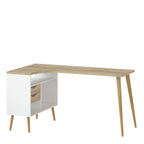 Oakley Desk 2 Drawer in White and Oak