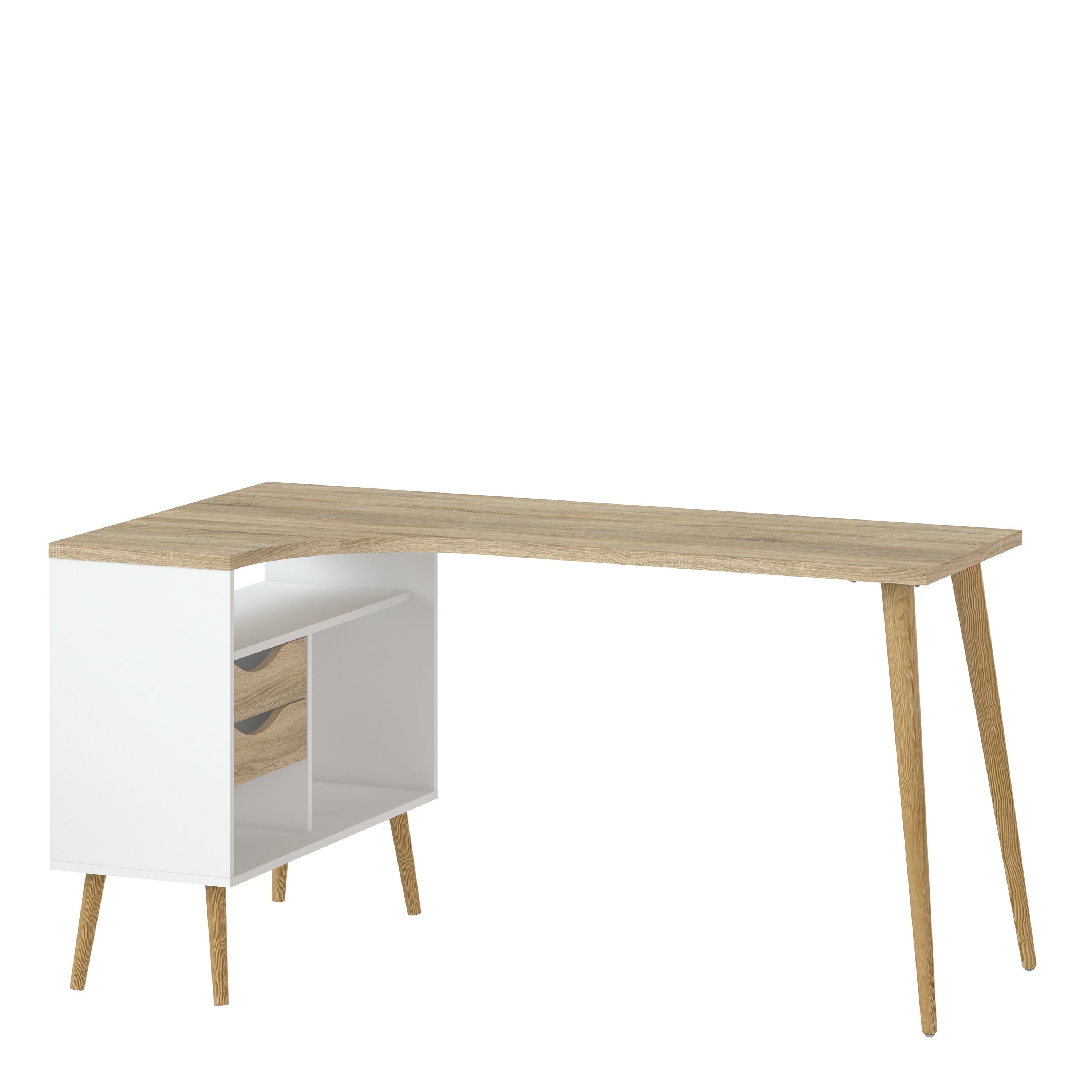 Oakley Desk 2 Drawer in White and Oak
