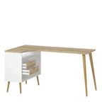 Oakley Desk 2 Drawer in White and Oak