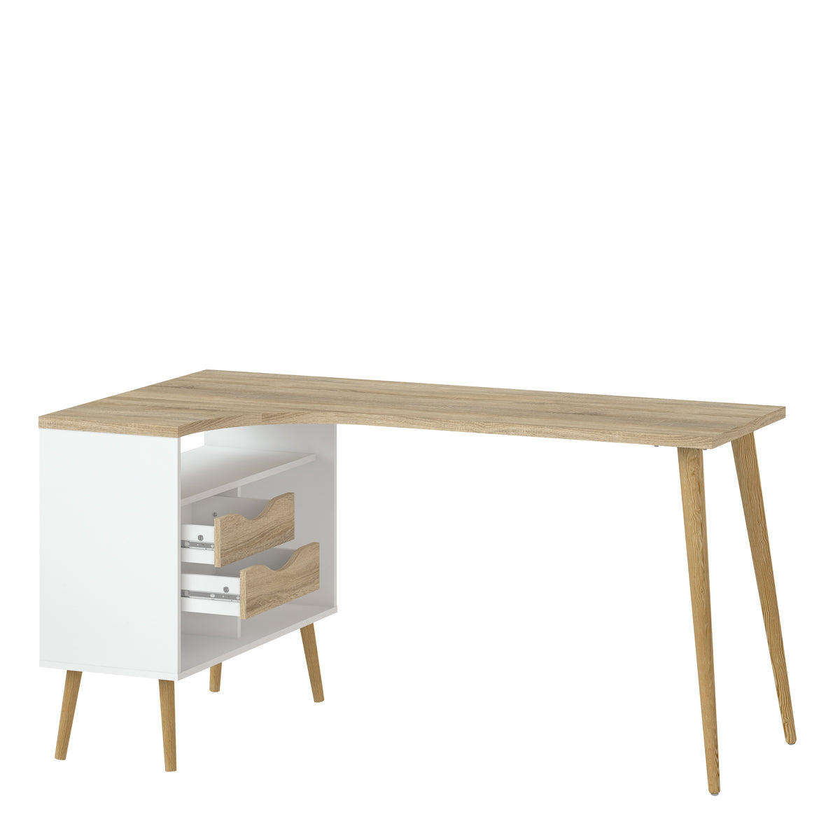 Oakley Desk 2 Drawer in White and Oak