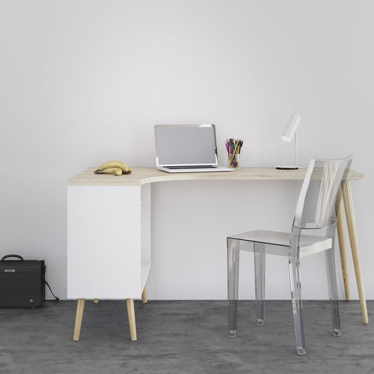 Oakley Desk 2 Drawer in White and Oak
