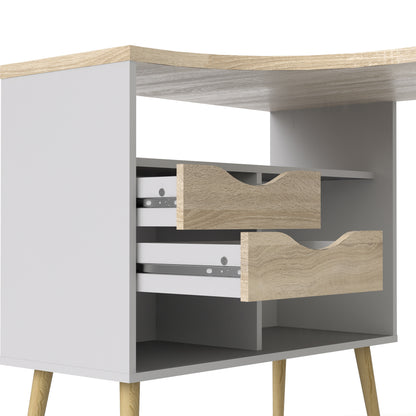 Oakley Desk 2 Drawer in White and Oak