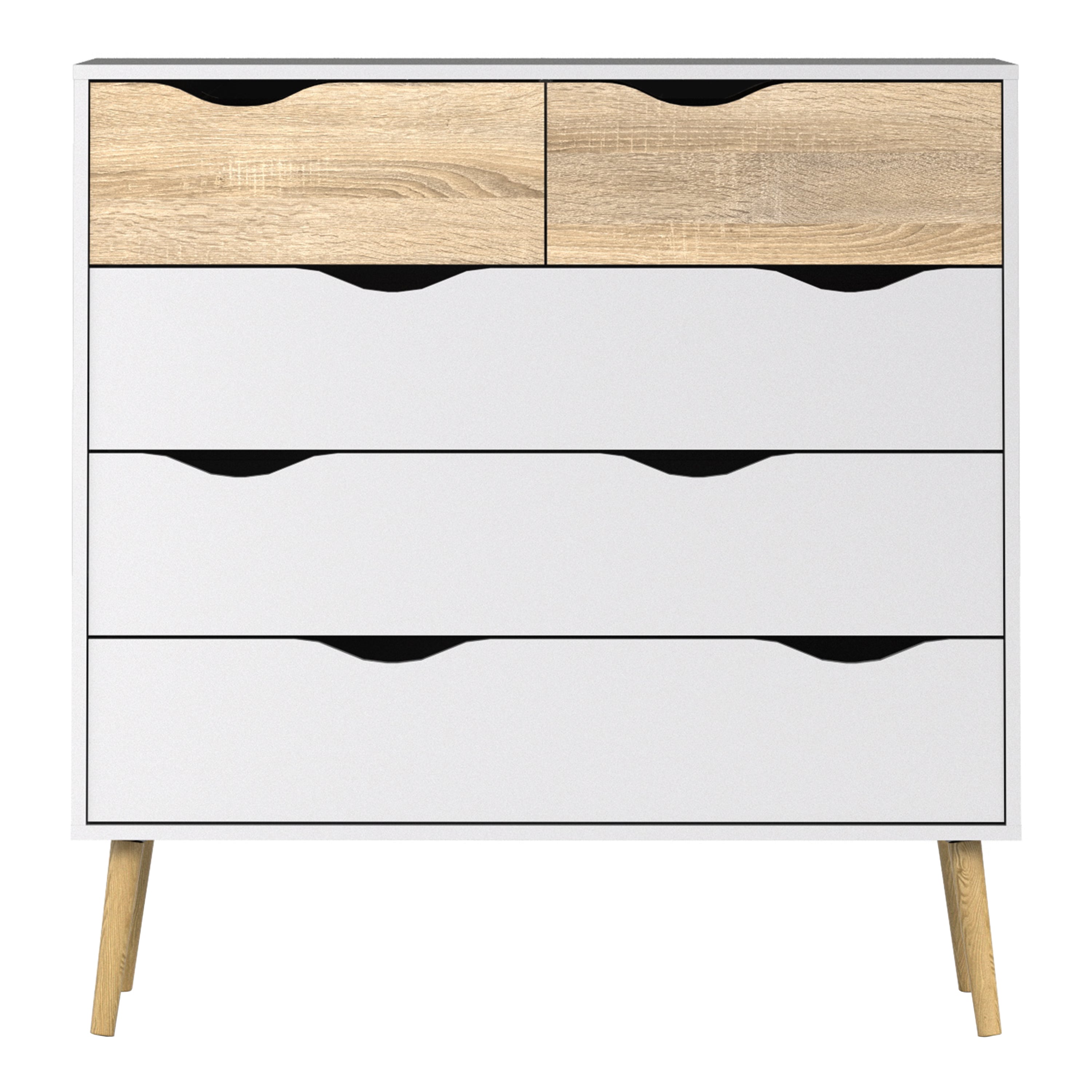 Oakley 3+2 Chest of Drawers in White and Oak