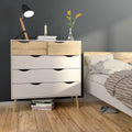 Oakley 3+2 Chest of Drawers in White and Oak
