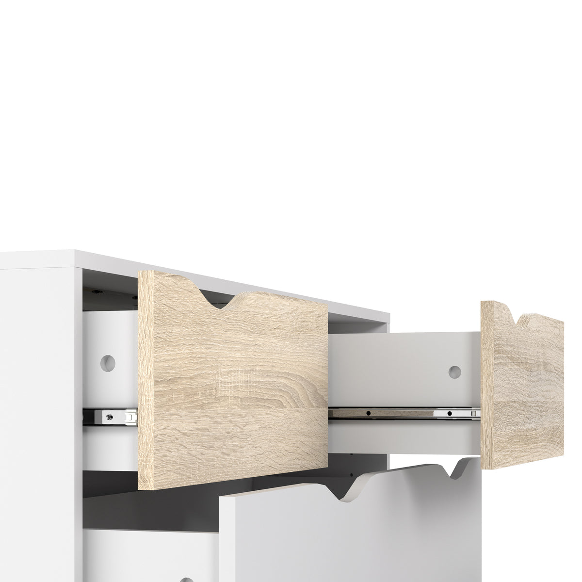 Oakley 3+2 Chest of Drawers in White and Oak