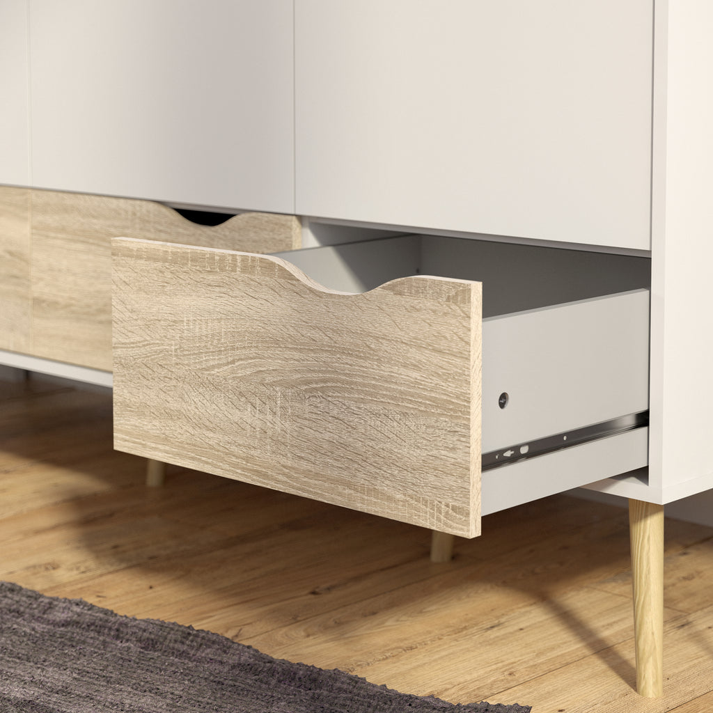 Oakley Wardrobe 3 Doors 3 Drawers in White and Oak