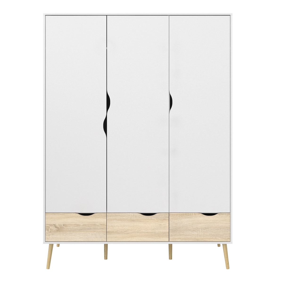 Oakley Wardrobe 3 Doors 3 Drawers in White and Oak