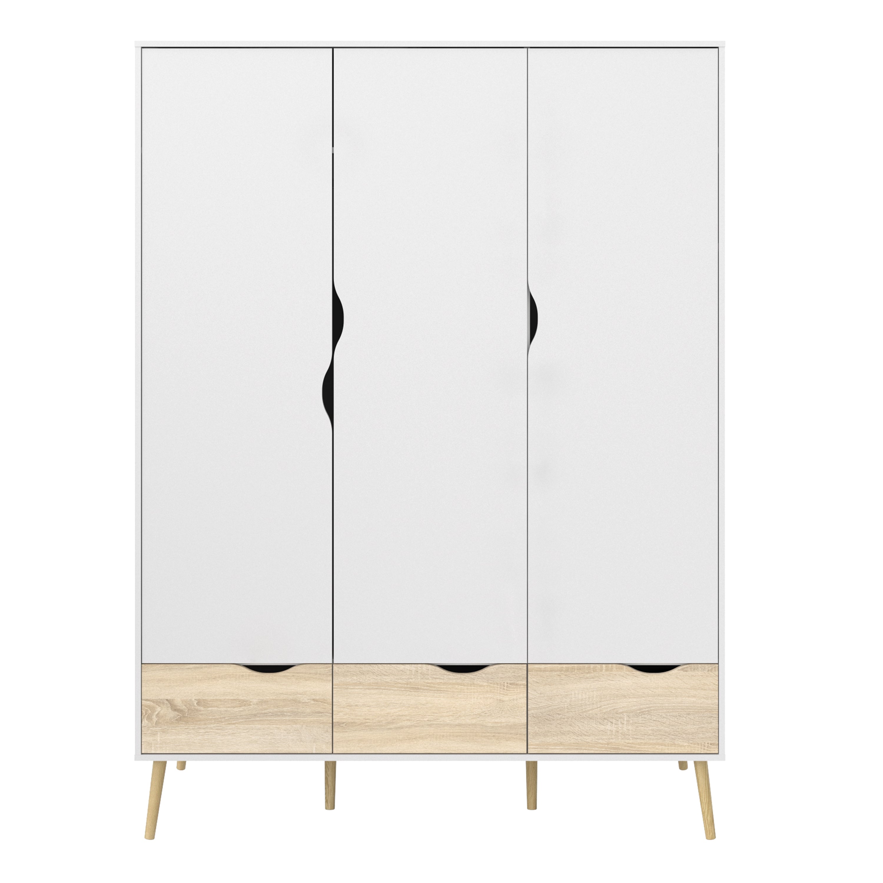 Oakley Wardrobe 3 Doors 3 Drawers in White and Oak