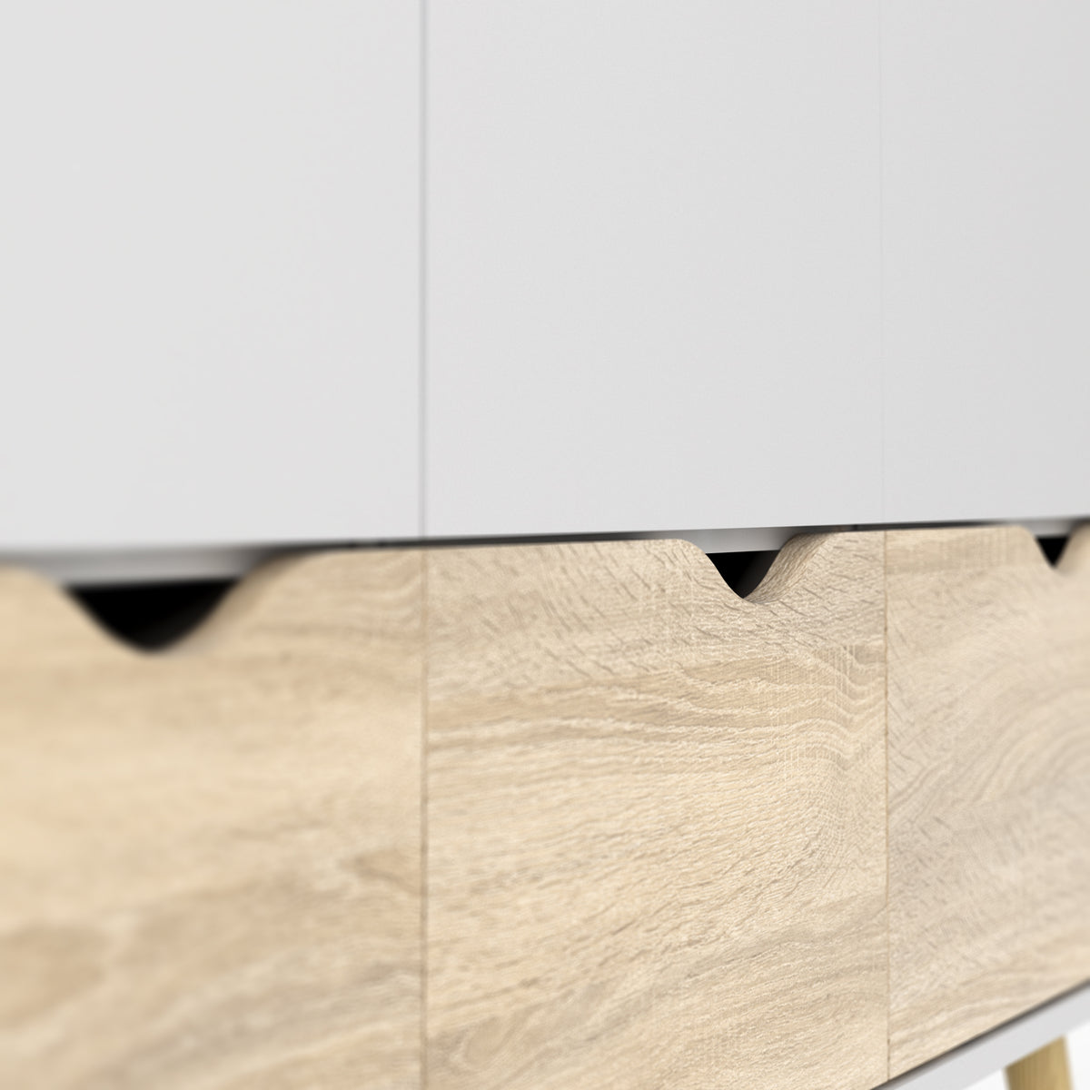 Oakley Wardrobe 3 Doors 3 Drawers in White and Oak