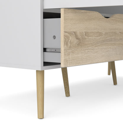Oakley Wardrobe 3 Doors 3 Drawers in White and Oak