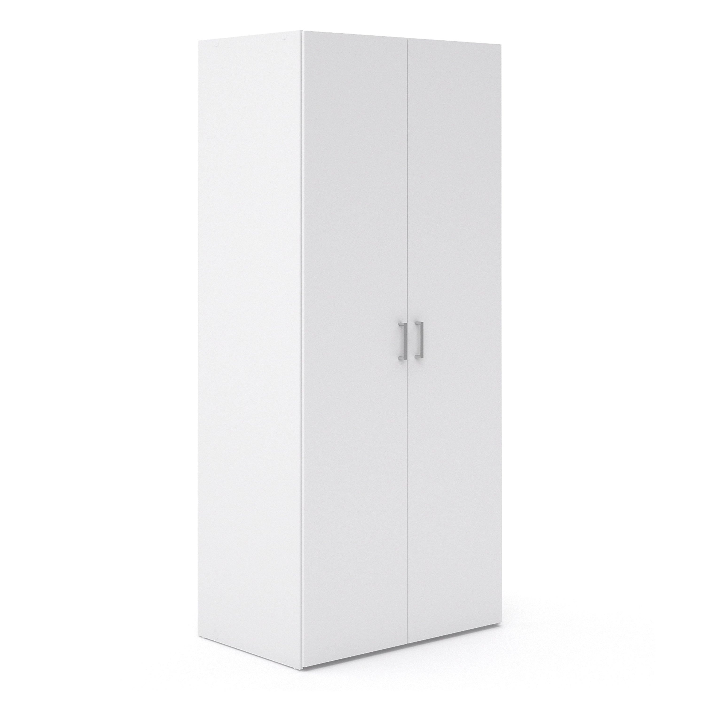 Jupiter Bedroom Set - Bedside 1 Drawer + Chest of 3 Drawers + Wardrobe with 2 Doors in White