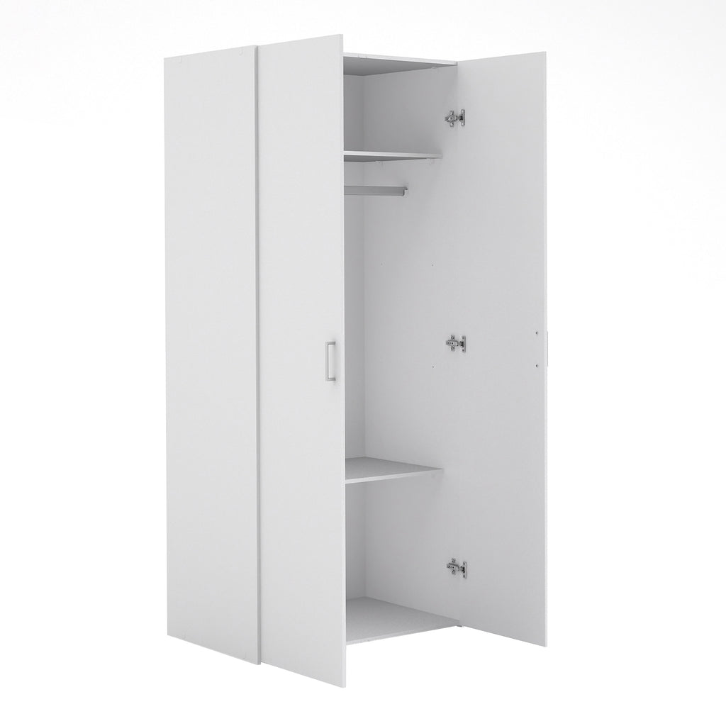 Jupiter Bedroom Set - Bedside 1 Drawer + Chest of 3 Drawers + Wardrobe with 2 Doors in White