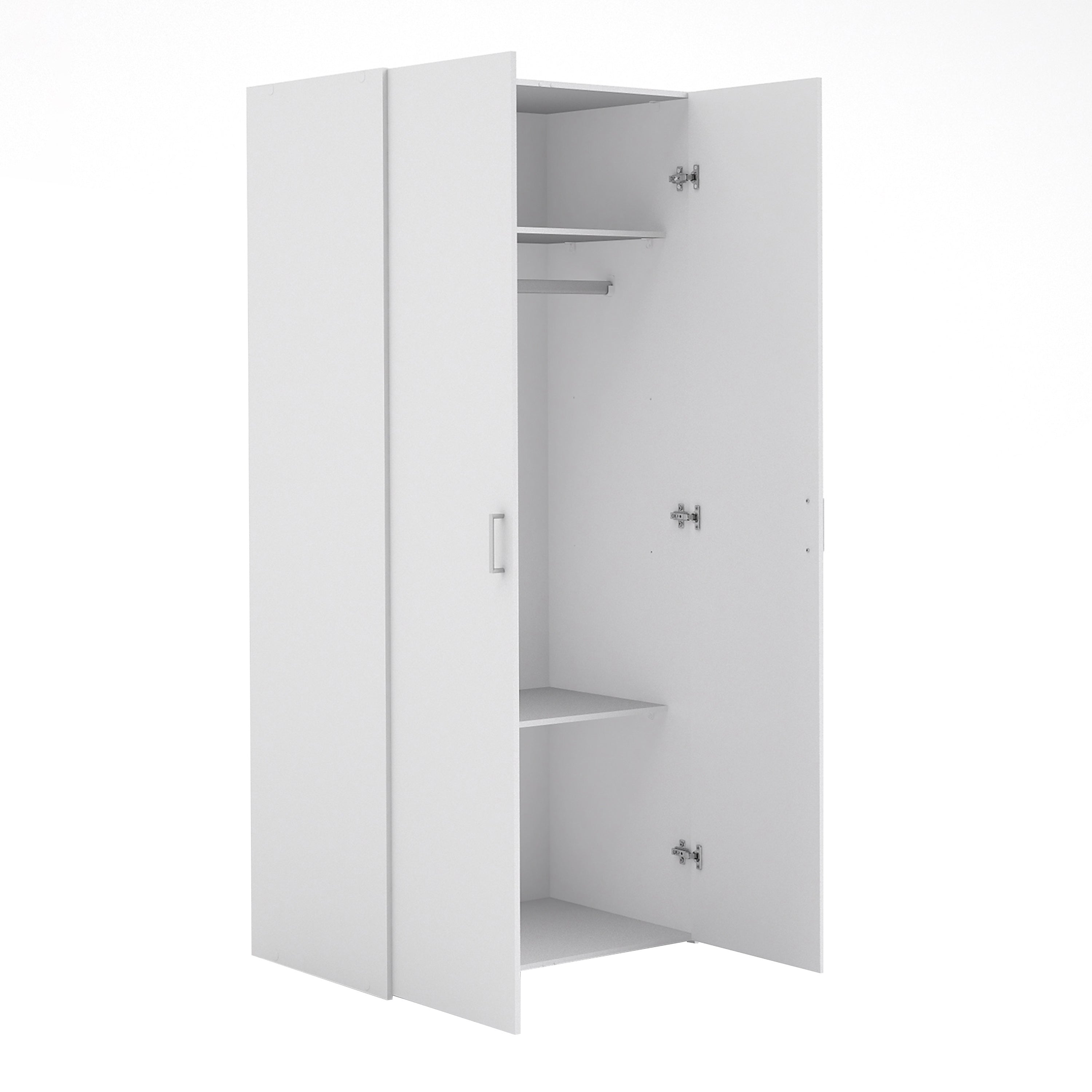 Jupiter Bedroom Set - Bedside 1 Drawer + Chest of 3 Drawers + Wardrobe with 2 Doors in White