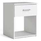 Jupiter Bedroom Set - Bedside 1 Drawer + Chest of 3 Drawers + Wardrobe with 2 Doors in White