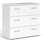 Jupiter Bedroom Set - Bedside 1 Drawer + Chest of 3 Drawers + Wardrobe with 2 Doors in White