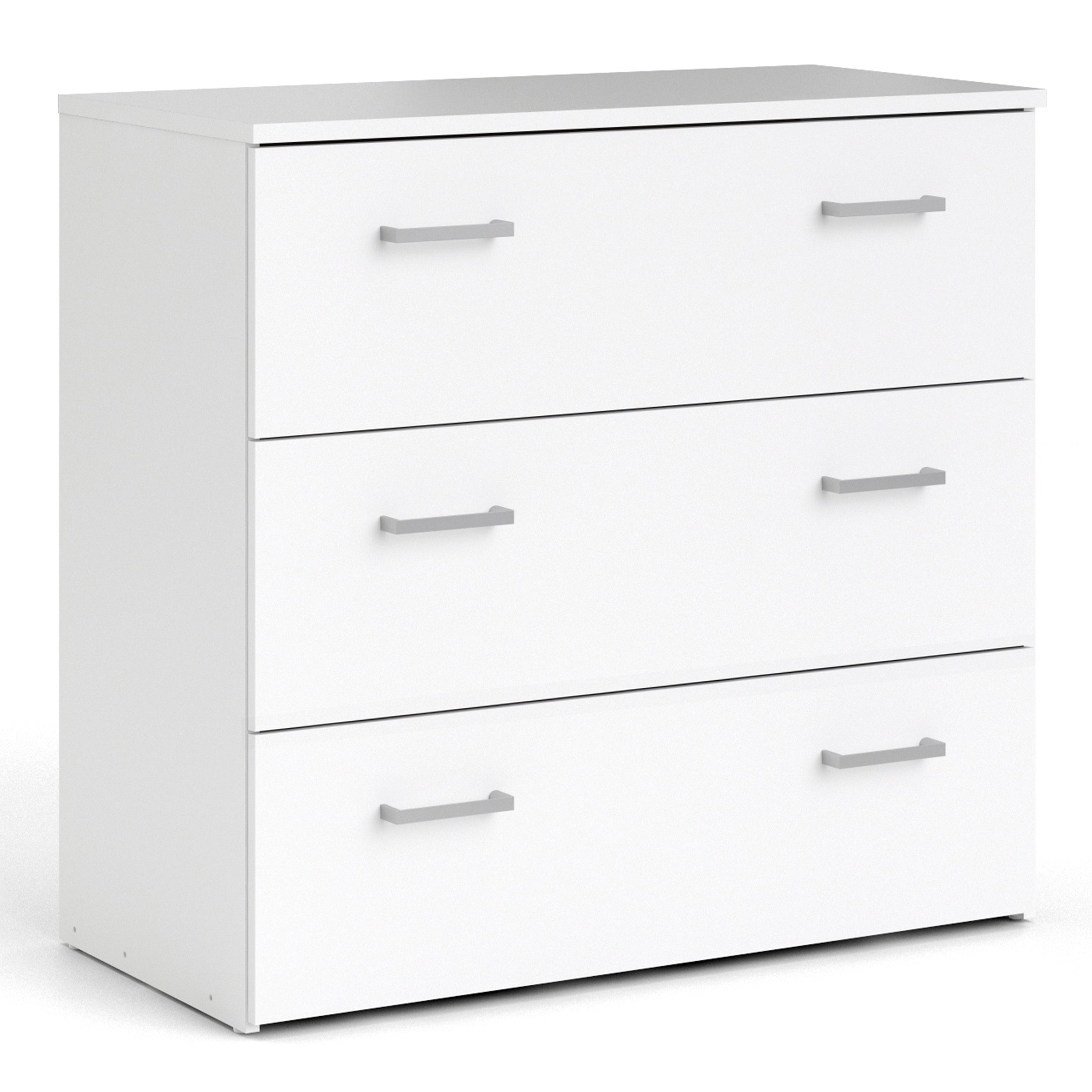 Jupiter Bedroom Set - Bedside 1 Drawer + Chest of 3 Drawers + Wardrobe with 2 Doors in White