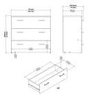 Jupiter Bedroom Set - Bedside 1 Drawer + Chest of 3 Drawers + Wardrobe with 2 Doors in White
