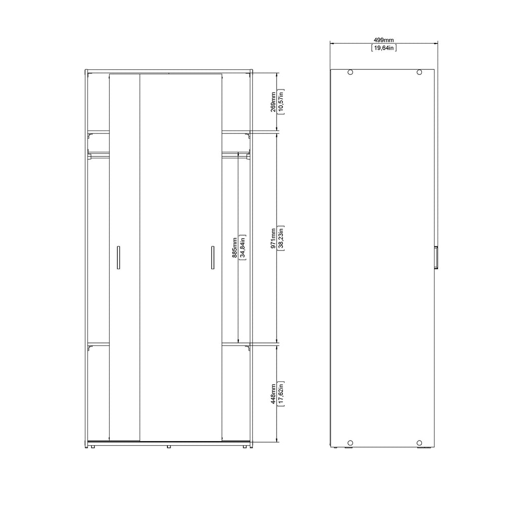 Jupiter Wardrobe 2 Sliding Doors in White 1750