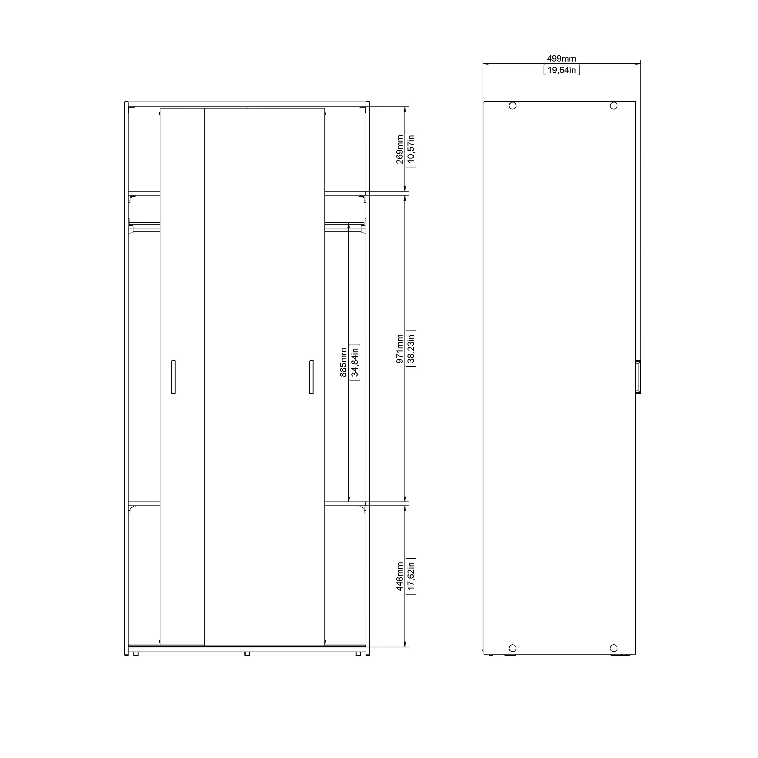 Jupiter Wardrobe 2 Sliding Doors in White 1750