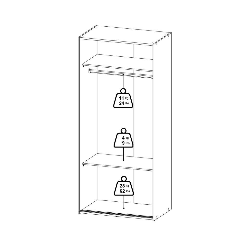 Jupiter Wardrobe 2 Sliding Doors in White 1750