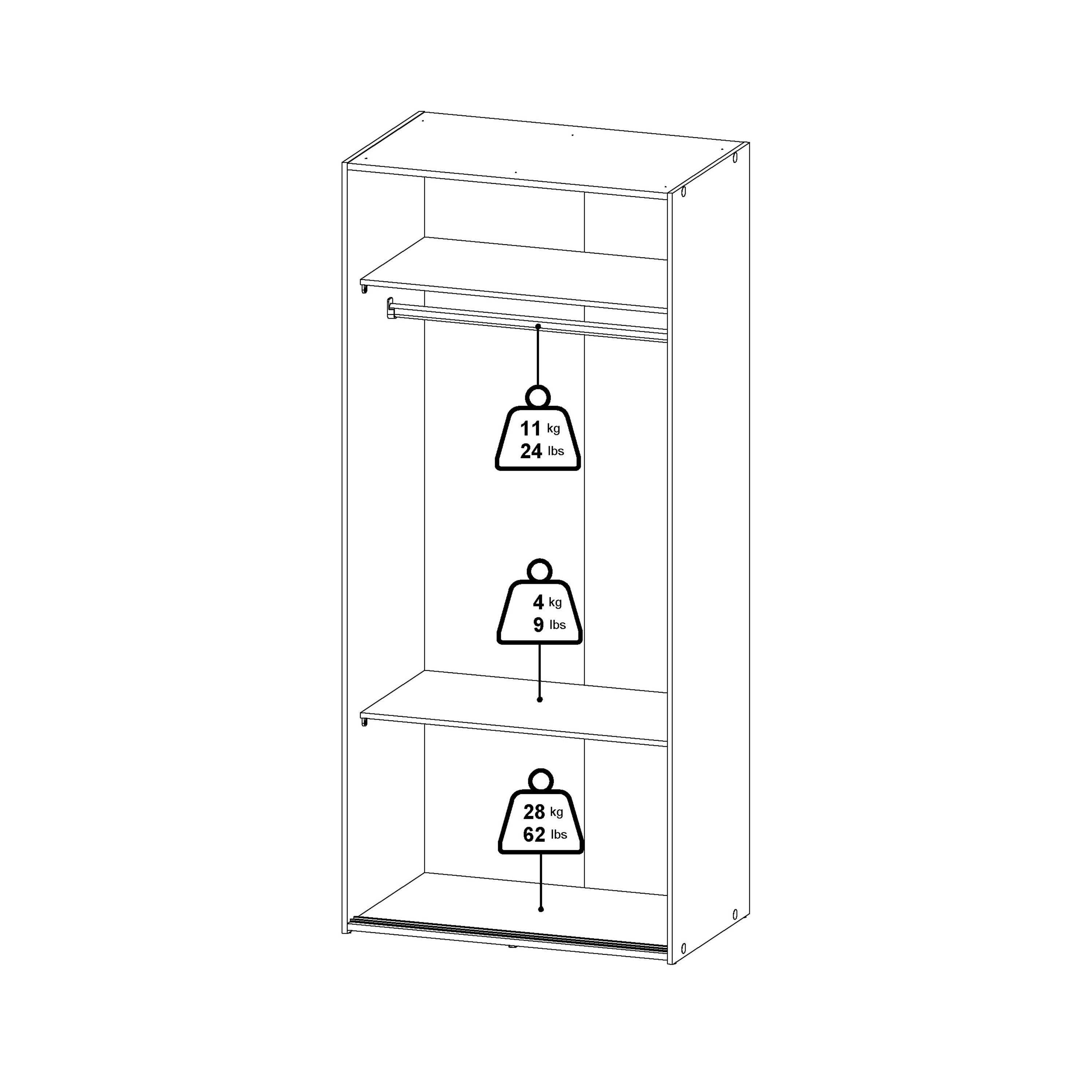 Jupiter Wardrobe 2 Sliding Doors in White 1750