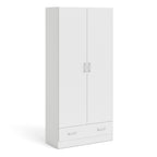Jupiter Wardrobe with 2 Doors + 1 Drawer in White 1750