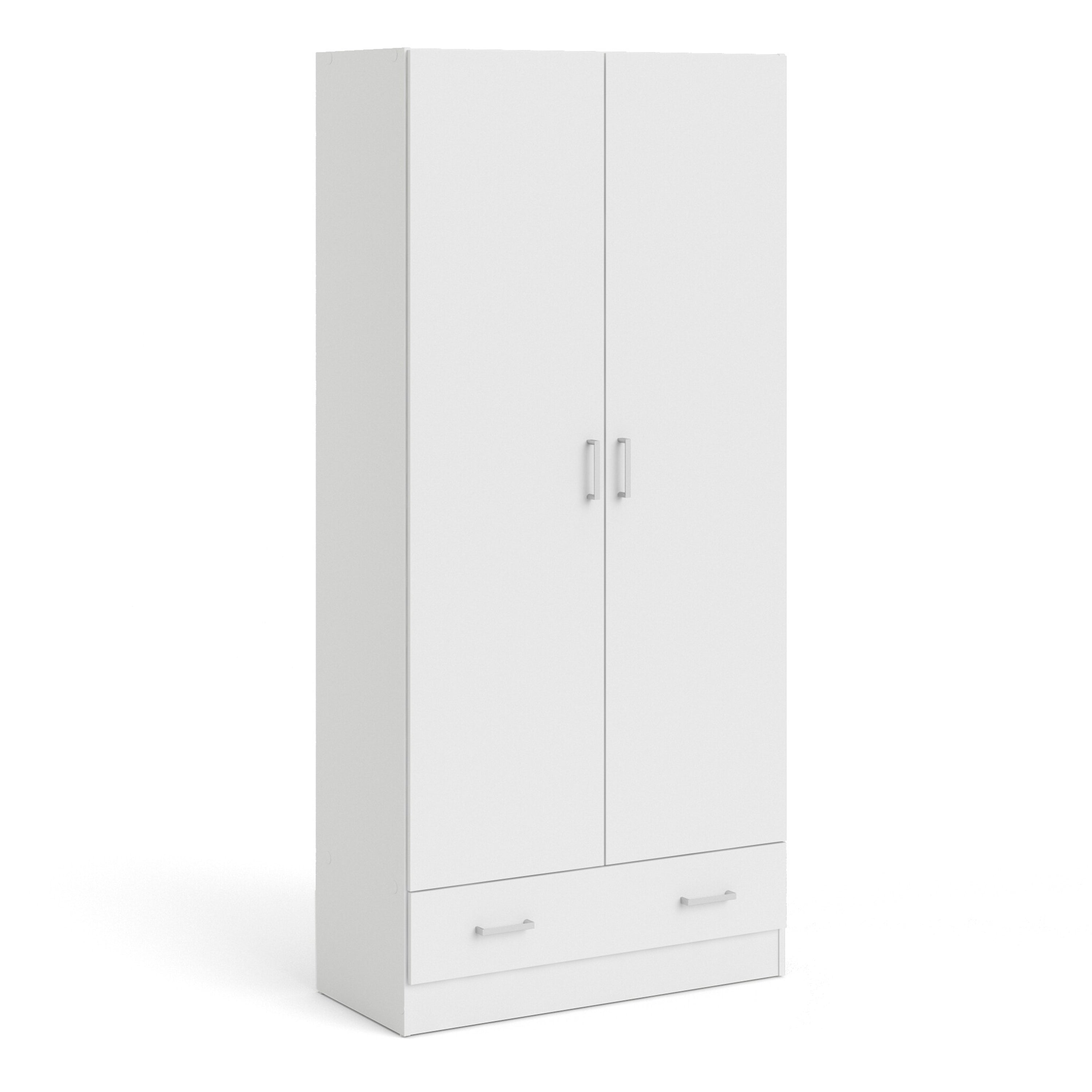 Jupiter Wardrobe with 2 Doors + 1 Drawer in White 1750