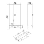 Jupiter Wardrobe with 2 Doors + 1 Drawer in White 1750