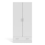 Jupiter Wardrobe with 2 Doors + 1 Drawer in White 1750