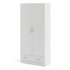 Jupiter Wardrobe with 2 Doors + 1 Drawer in White 1750