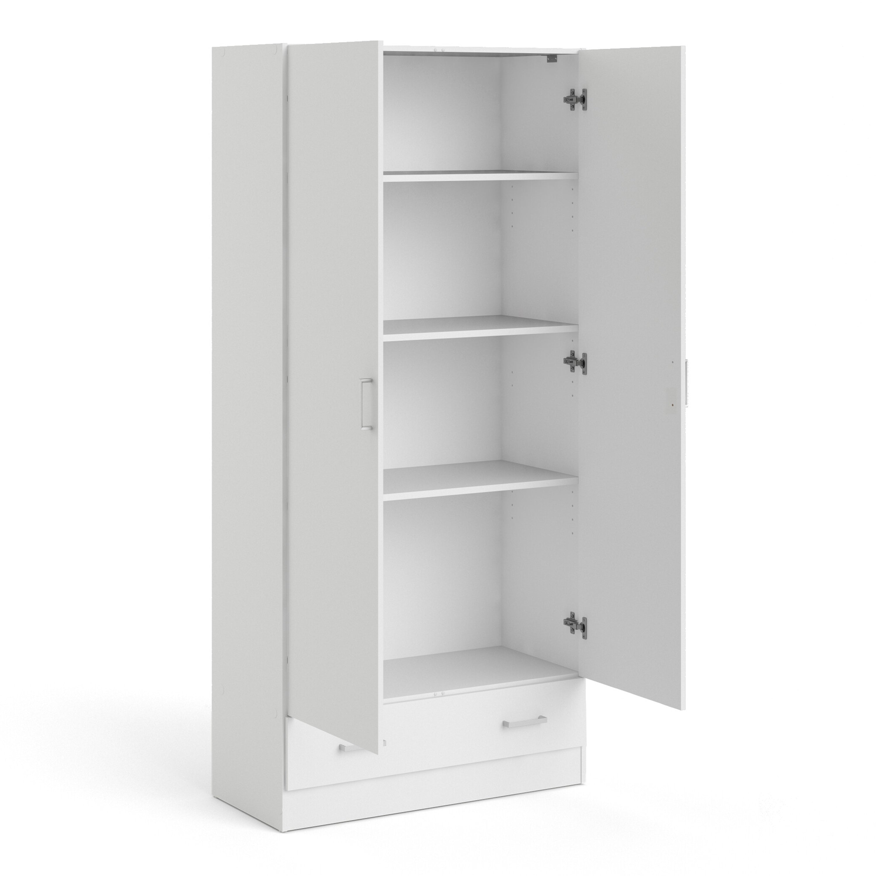 Jupiter Wardrobe with 2 Doors + 1 Drawer in White 1750