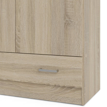 Jupiter Wardrobe with 2 Doors + 1 Drawer in Oak 1750