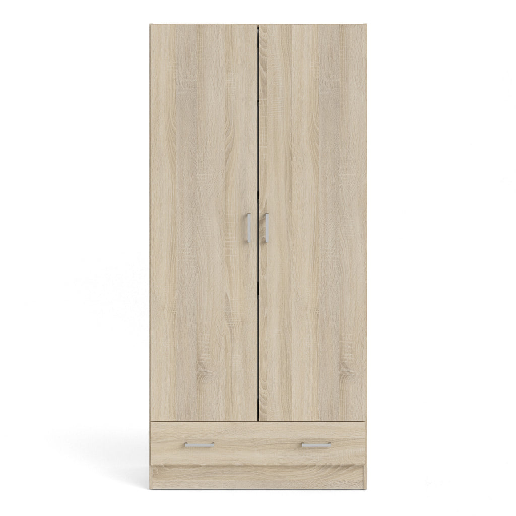 Jupiter Wardrobe with 2 Doors + 1 Drawer in Oak 1750