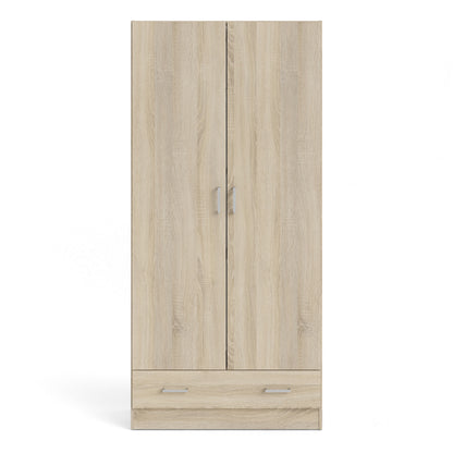 Jupiter Wardrobe with 2 Doors + 1 Drawer in Oak 1750