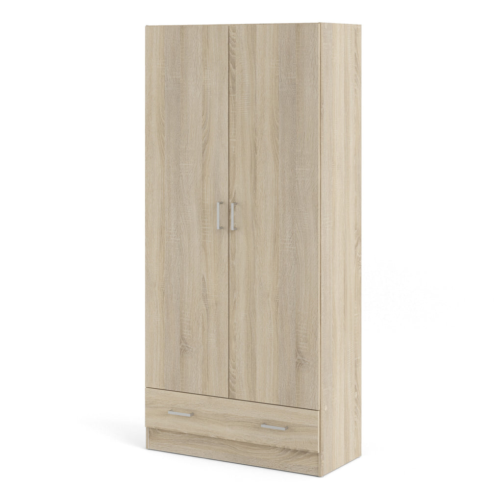 Jupiter Wardrobe with 2 Doors + 1 Drawer in Oak 1750