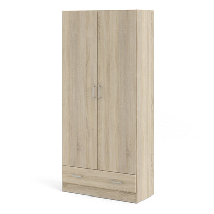 Jupiter Wardrobe with 2 Doors + 1 Drawer in Oak 1750