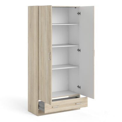 Jupiter Wardrobe with 2 Doors + 1 Drawer in Oak 1750