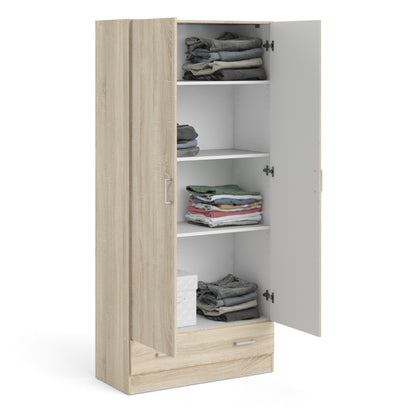 Jupiter Wardrobe with 2 Doors + 1 Drawer in Oak 1750