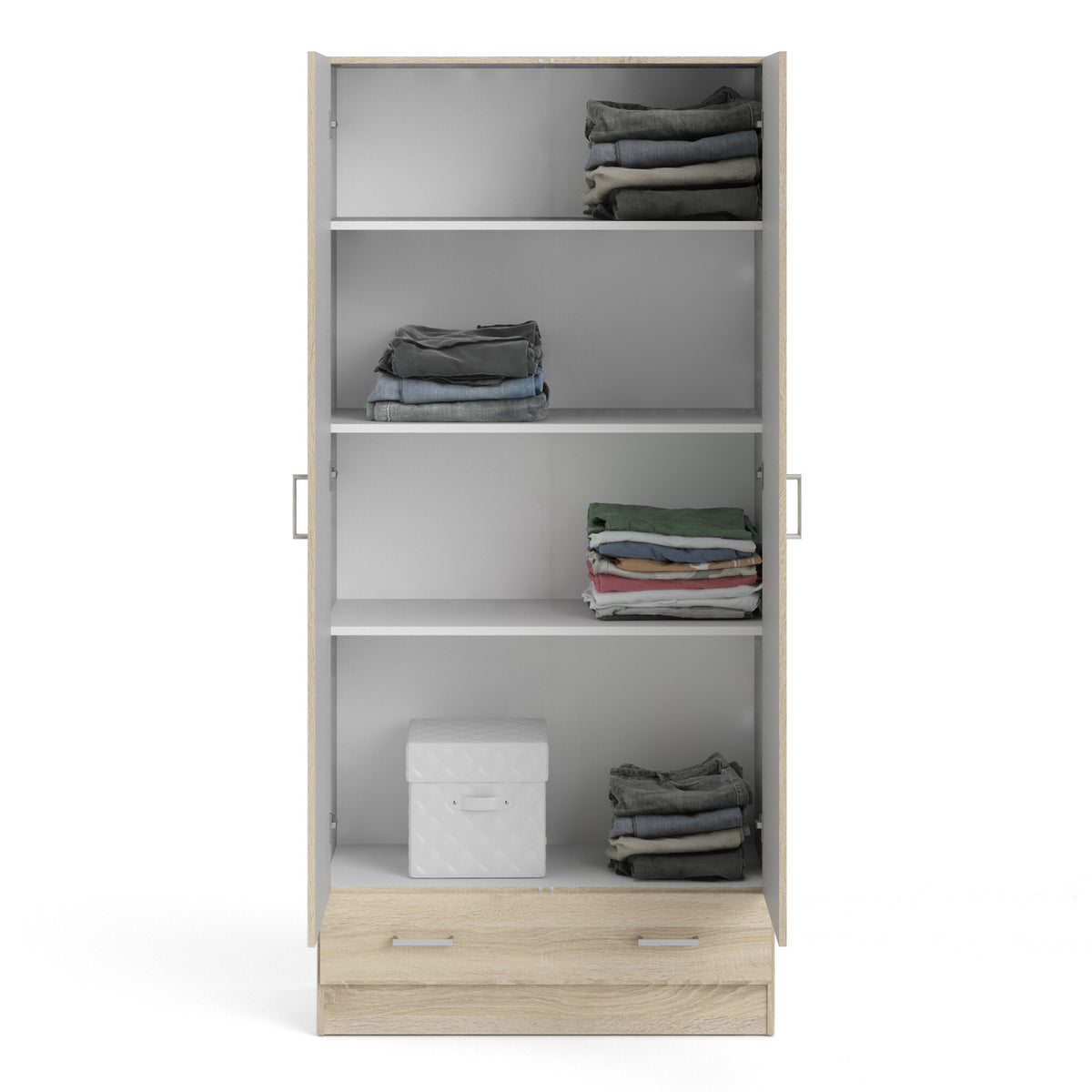 Jupiter Wardrobe with 2 Doors + 1 Drawer in Oak 1750
