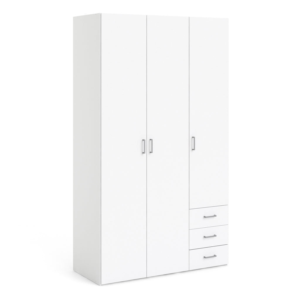 Jupiter Wardrobe 3 Doors 3 Drawers in White 2000