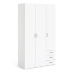 Jupiter Wardrobe 3 Doors 3 Drawers in White 2000