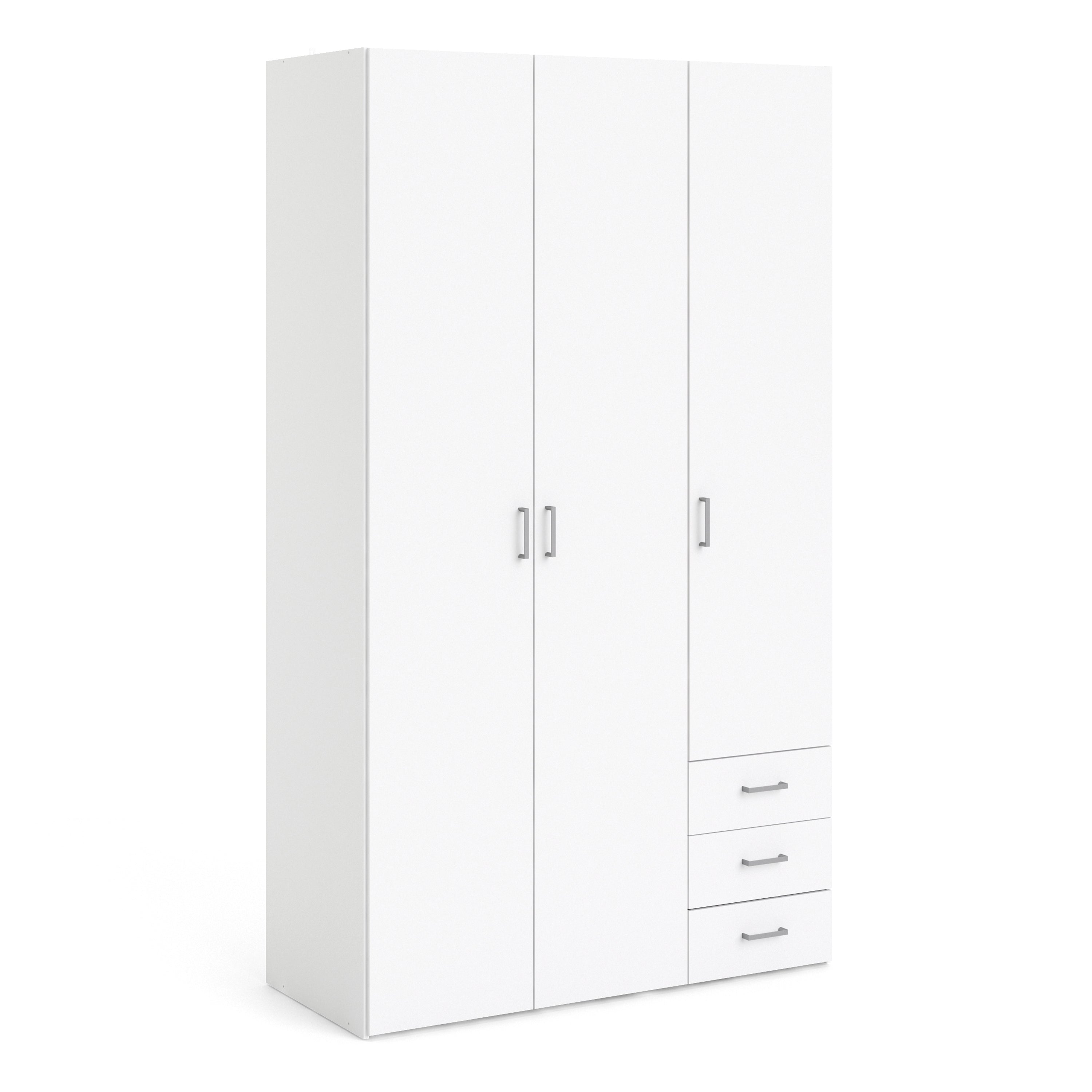 Jupiter Wardrobe 3 Doors 3 Drawers in White 2000
