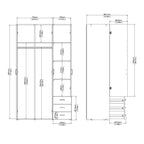 Jupiter Wardrobe 3 Doors 3 Drawers in White 2000