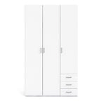 Jupiter Wardrobe 3 Doors 3 Drawers in White 2000