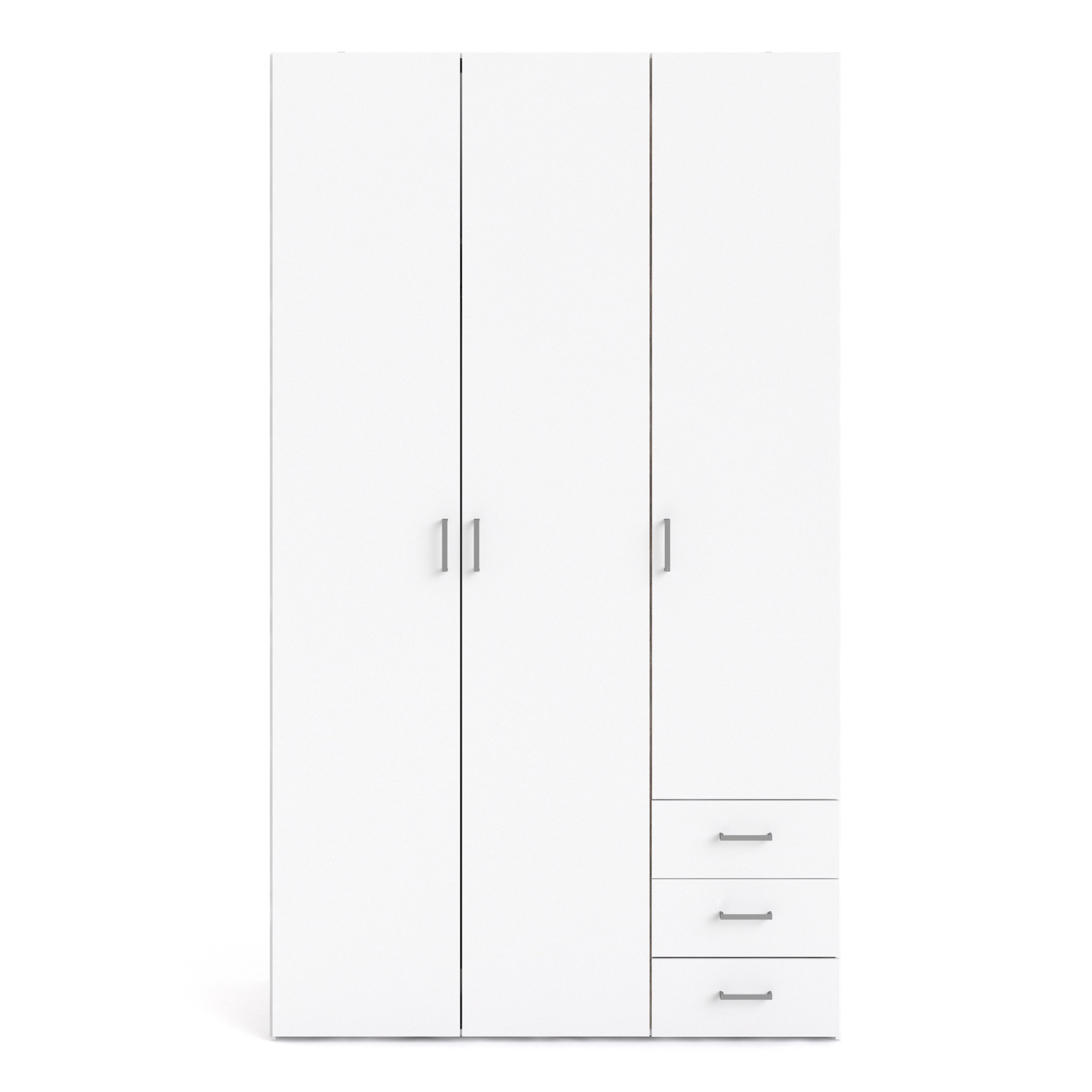 Jupiter Wardrobe 3 Doors 3 Drawers in White 2000