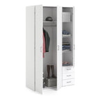 Jupiter Wardrobe 3 Doors 3 Drawers in White 2000